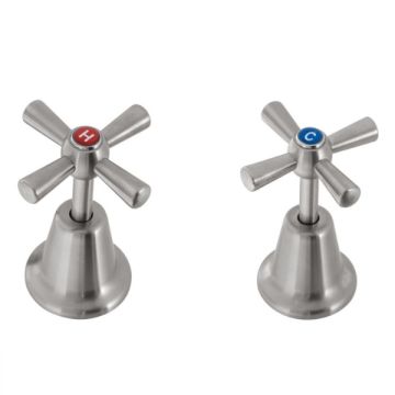 Guardian Cross Handle Basin Top Assemblies 1/4 Turn Ceramic Disc Stainless Steel (Pair) T-3M60310