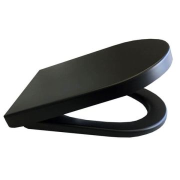 Haron Onyx Matte Black Toilet Seat D Shape Top & Bottom Fix Hinges TS-2180