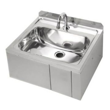 Hands Free Knee Operated Timed Flow Wall Basin Stainless With Tempering Valve AB-KNEEHBT-TF