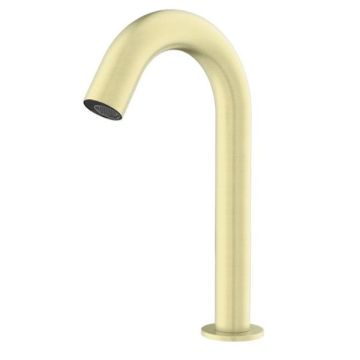 Nero Electronic Basin Sensor Tap Brushed Gold Goose Neck Mains & Battery NR402BG 