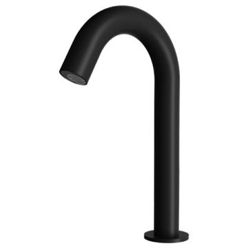 Nero Electronic Basin Sensor Tap Matte Black Goose Neck Mains & Battery NR402MB 