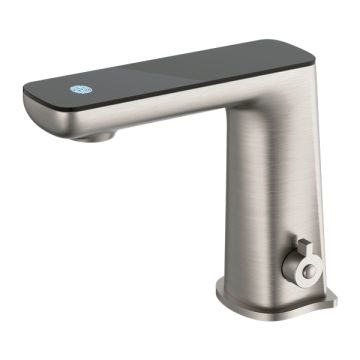 Nero Claudia Brushed Nickel Hands Free Sensor Mixer Tap Black LED Panel NR222101BN Battery Power
