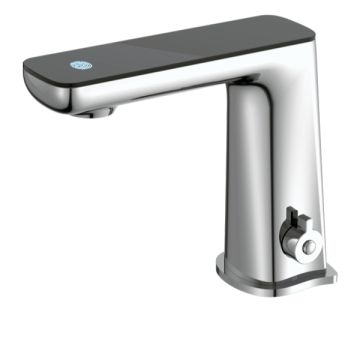 Nero Claudia Chrome Hands Free Sensor Mixer Tap Black LED Panel NR222101CH Battery Power