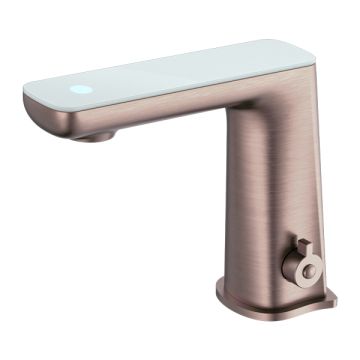 Nero Claudia Brushed Bronze Hands Free Sensor Mixer Tap White LED Panel NR222102BZ Battery Power