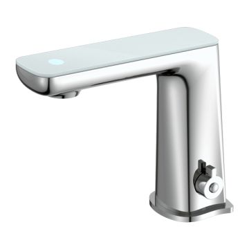 Nero Claudia Chrome Hands Free Sensor Mixer Tap White LED Panel NR222102CH Battery Power