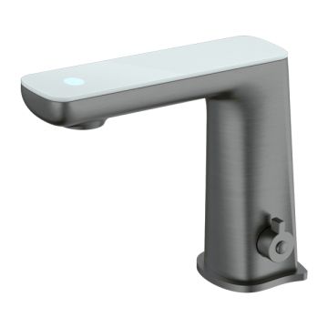 Nero Claudia Gun Metal Hands Free Sensor Mixer Tap White LED Panel NR222102GM Battery Power