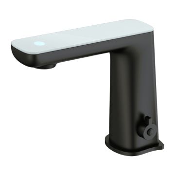 Nero Claudia Matte Black Hands Free Sensor Mixer Tap White LED Panel NR222102MB Battery Power