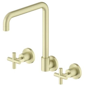 Nero X Plus Brushed Gold Wall Kitchen Laundry Set Swivel Spout NR201607BG