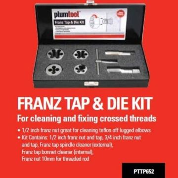 Plumtool Franz Tap & Thread Die Kit 1/2" - 3/4" PTTP652