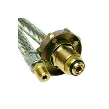 600mm LP Gas Pig Tail Hose Stainless POL Wheel X 1/4" NPT Male 6SCH0600