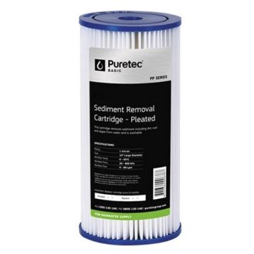 Puretec Basic PP05LD1 Pleated Sediment Water Filter Cartridge 4.5" x 10" 5 Micron