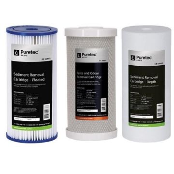 Puretec Basic PS5 Water Filter Cartridge Kit 10" PP05LD1, EC05LD1, MB01LD1