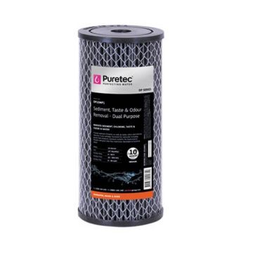 Puretec DP10MP1 10 Micron Dual Purpose Carbon Water Filter Cartridge 4.5" x 10" 