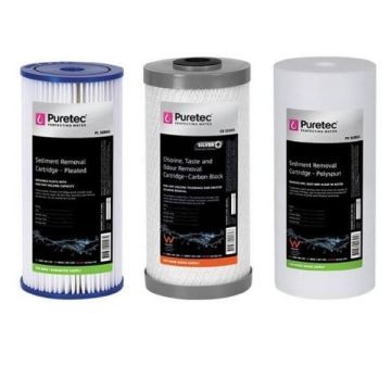 Puretec Hybrid G12 & R10 Triple Filter Cartridge Kit PL05MP1 - CB05MP1 - PX01MP1 10" 