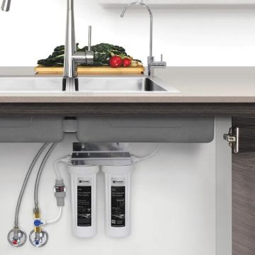 Puretec TS100 Twin Cartridge Water Filter Kit Undersink With High Loop LED Faucet
