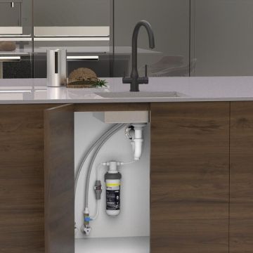 Puretec Z1-E10-MB Matt Black Tripla Elite 3 Way Kitchen Mixer Tap & Water Filter Package