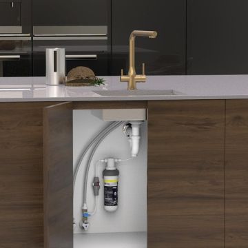 Puretec Z1-E20-BG Brushed Gold Tripla Elite 3 Way Kitchen Mixer Tap & Water Filter Package