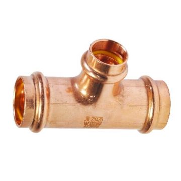 25mm X 15mm 1/2" Reducing Tee Gas Copper Press