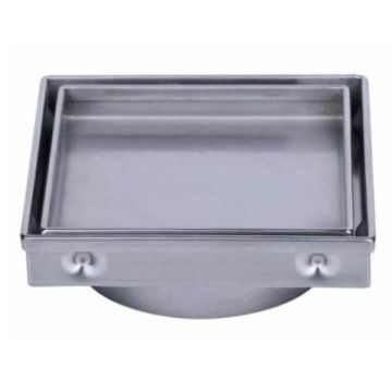 Stainless Steel Tile Insert Point Drain 130mm x 130mm x 100mm Outlet FW-130STI