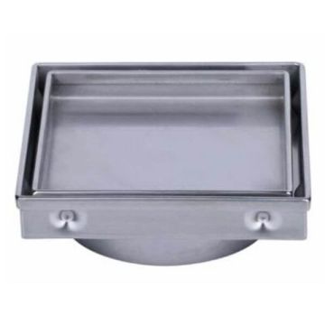 Stainless Steel Tile Insert Point Drain 100mm x 100mm x 50mm Outlet FW-100STI