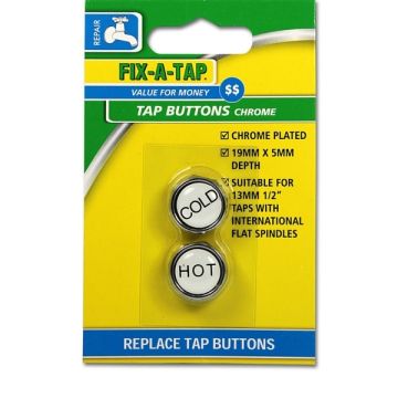 Tap Button Chrome 19mm X 5mm (Pk 2) Fixatap 218117 