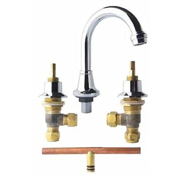 Unstyled Basin Tap Set With Curved Swivel Outlet Less Handles 