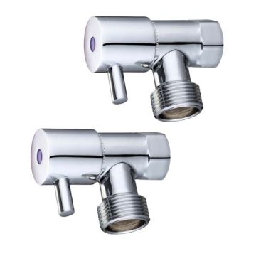 Washing Machine Stop 1/4 Turn Lever Handle Chrome LH2015 (Pair) 