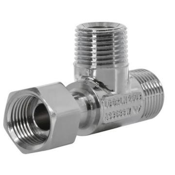 Water Filter Tee 15mm Swivel Nut x 15 Male BSP Chrome FWT01CP