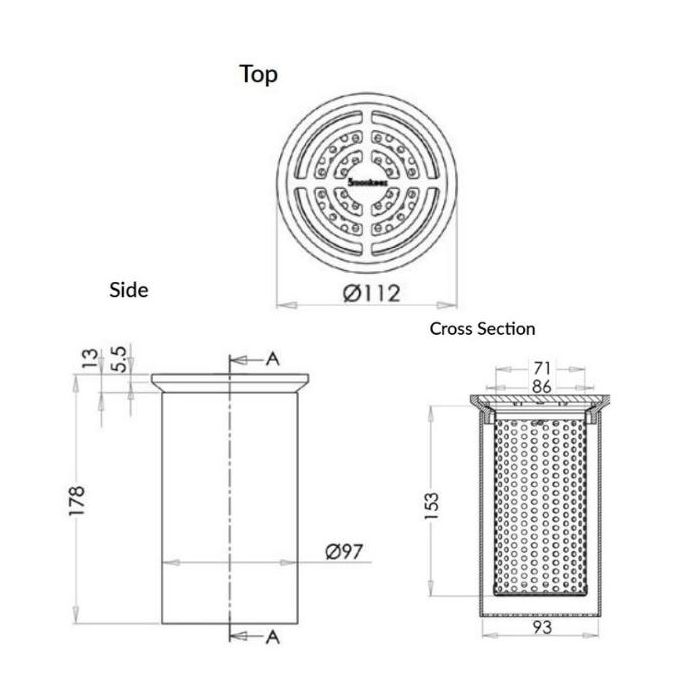 100mm Round Floor Waste Bucket Trap Grate Removable Strainer Stainless 304 FW-100BRL 