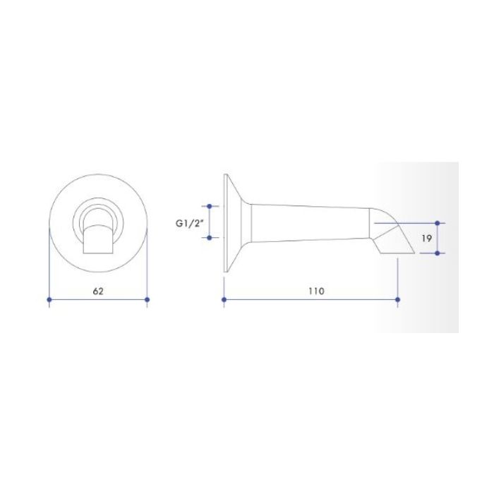 110mm Economy Wall Bath Tap Outlet Chrome