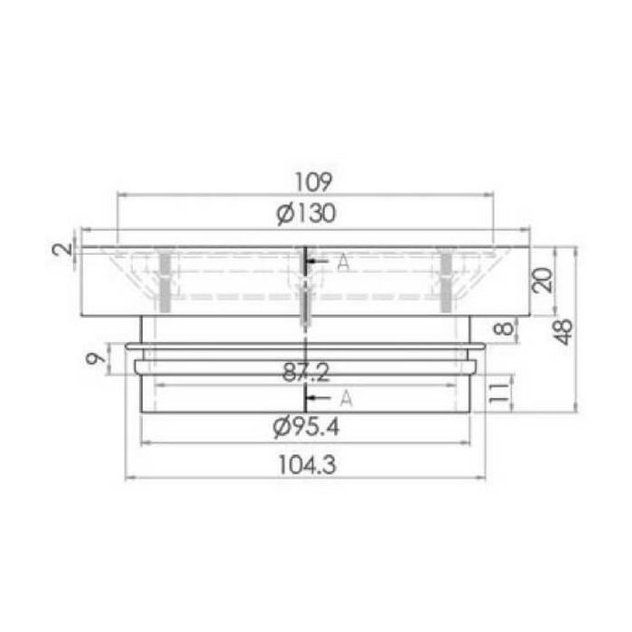 130mm Vinyl Floor Round Clear Out 304 Stainless Steel 100mm Outlet FW-130VCO-304