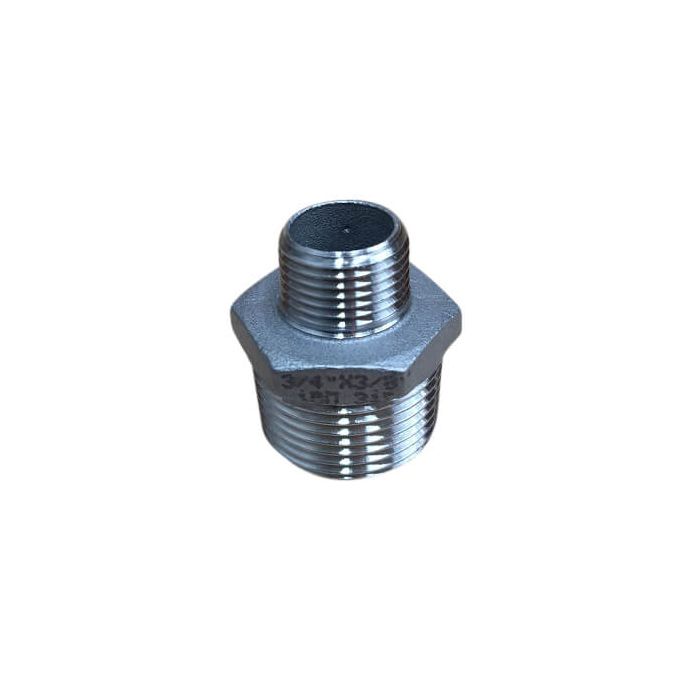 20mm X 10mm 3/8" Hex Nipple BSP Stainless Steel 316 150lb