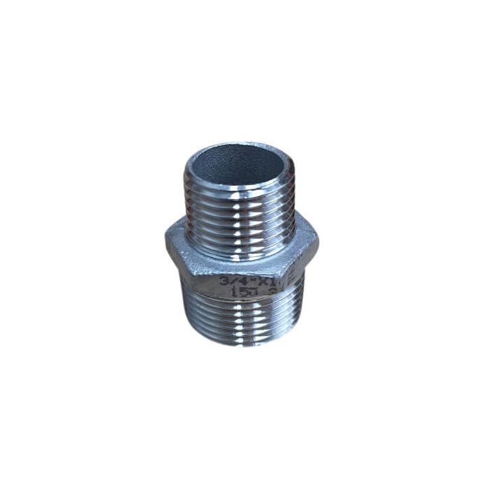 20mm X 15mm 1/2" Hex Nipple BSP Stainless Steel 316 150lb