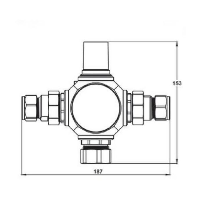 25mm Tempering Valve Hi Flo AVG TVA25HF dimensions
