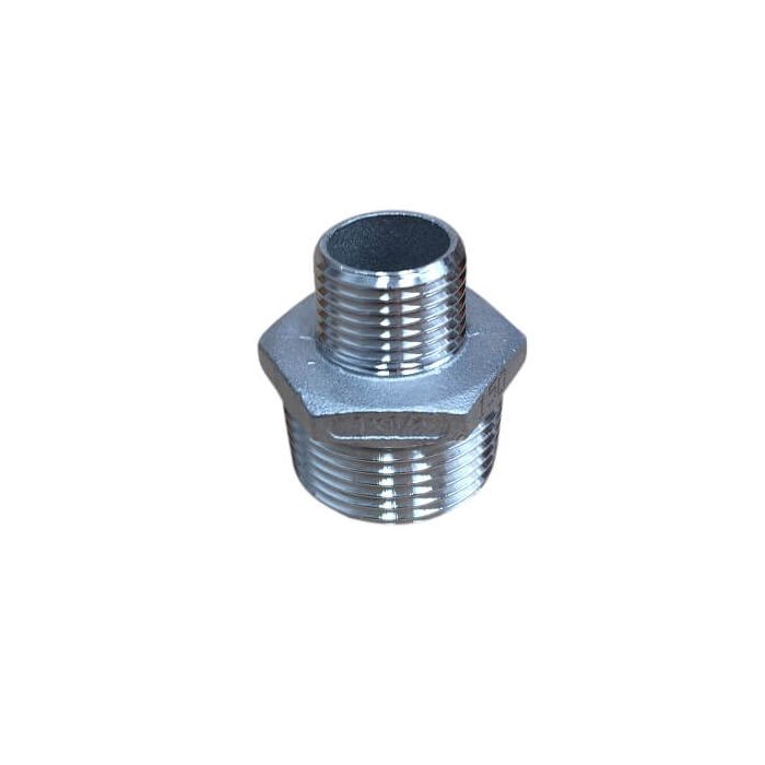 25mm X 15mm 1/2" Hex Nipple BSP Stainless Steel 316 150lb