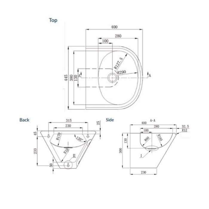 Public Amenities Hand Basin 445mm x 400mm Vandal Resistant 304 Stainless s HB-VR