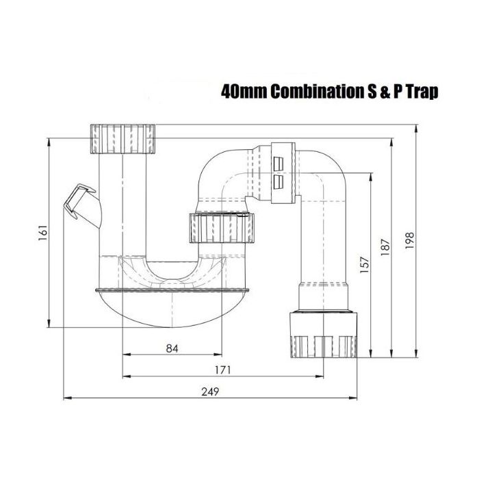 40mm Combination S&P Trap PVC With Nipple