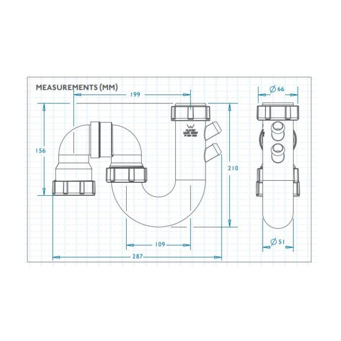 50mm Combination S&P Trap Kit Chrome PVC 17634