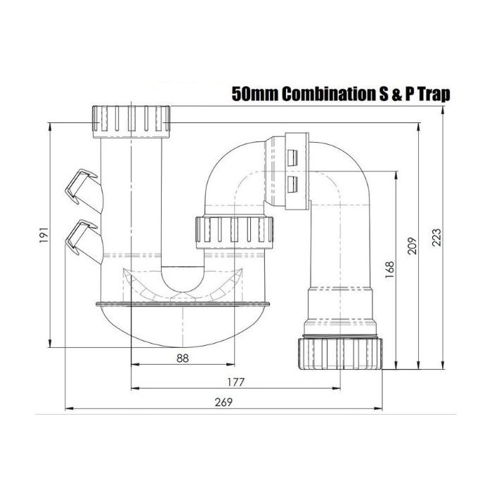 50mm Combination S&P Trap PVC With Nipple