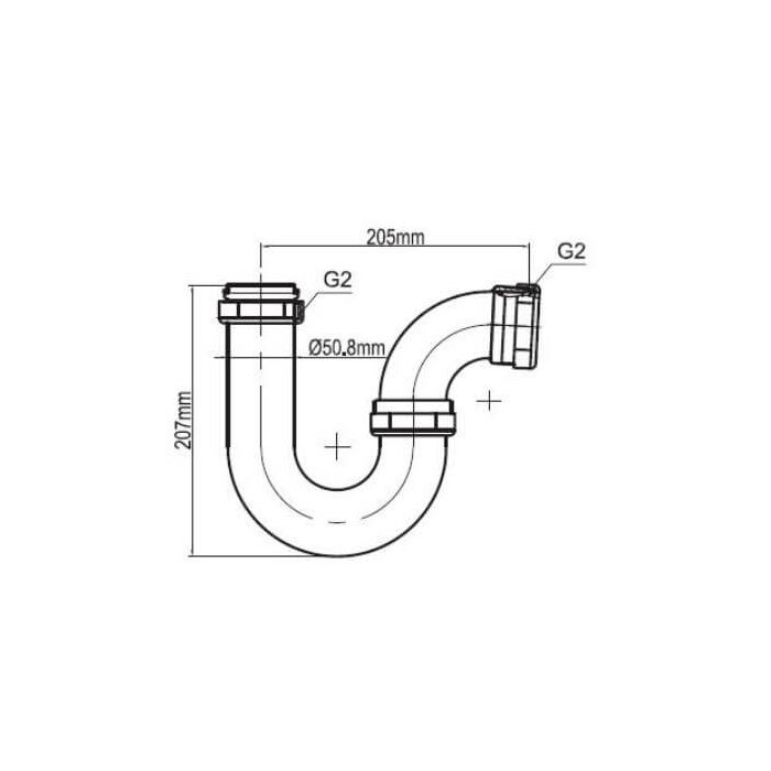 50mm P Trap Copper Chrome Easy Fix Suit Copper Tube