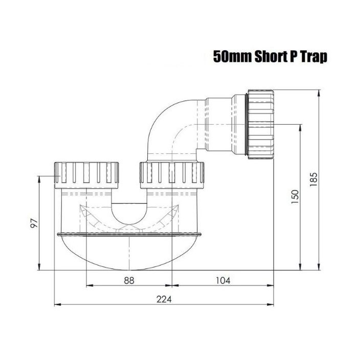 50mm Short P Trap PVC
