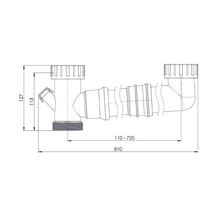 50mm X 600mm Double Bowl Connector PVC With Nipple 