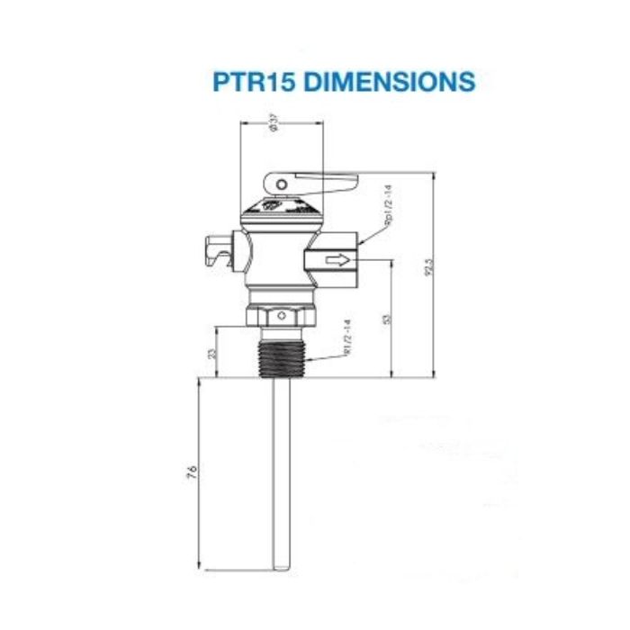AVG PTR15-1000 Pressure Temperature Relief Valve 1000 KPA 15mm 1/2" BSP 