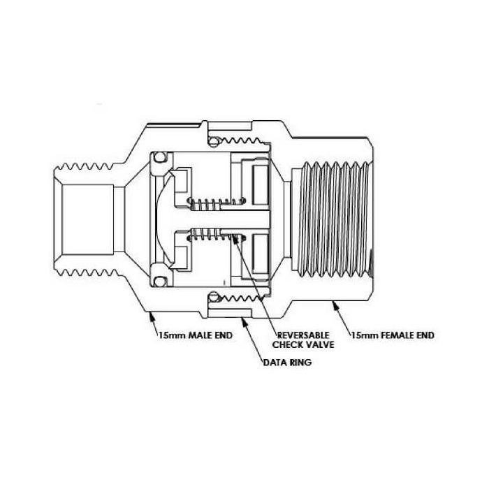 AVG Solar Non Return Valve High Temperature HTCV15F15C drawing