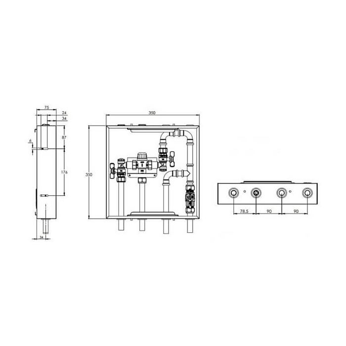 AVG Thermostatic Mixing Valve in Stainless Box TMV20BP-PIB Bypass 