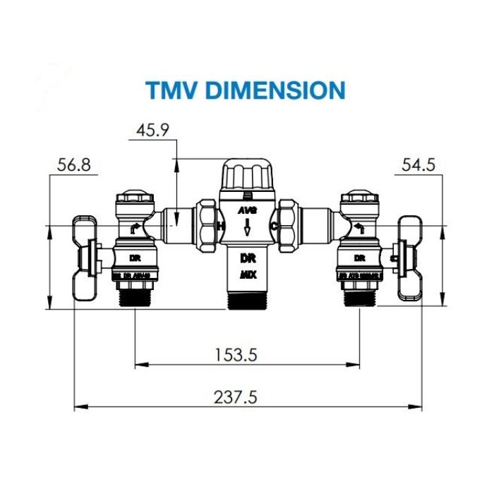 AVG TMV20 Thermostatic Mixing Valve 20mm 3/4" Outlet 