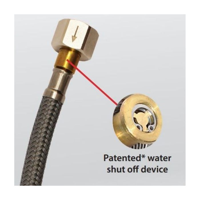 600mm Burst Guard PEX Flex Water Connector With Shut Off 15mm BSP 1/2" Female  