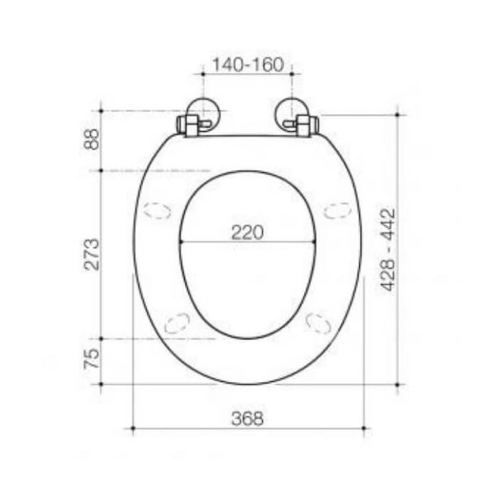 Caroma Caravelle Black Single Flap Commercial Toilet Seat Stainless Blind Fix Hinge 254017B