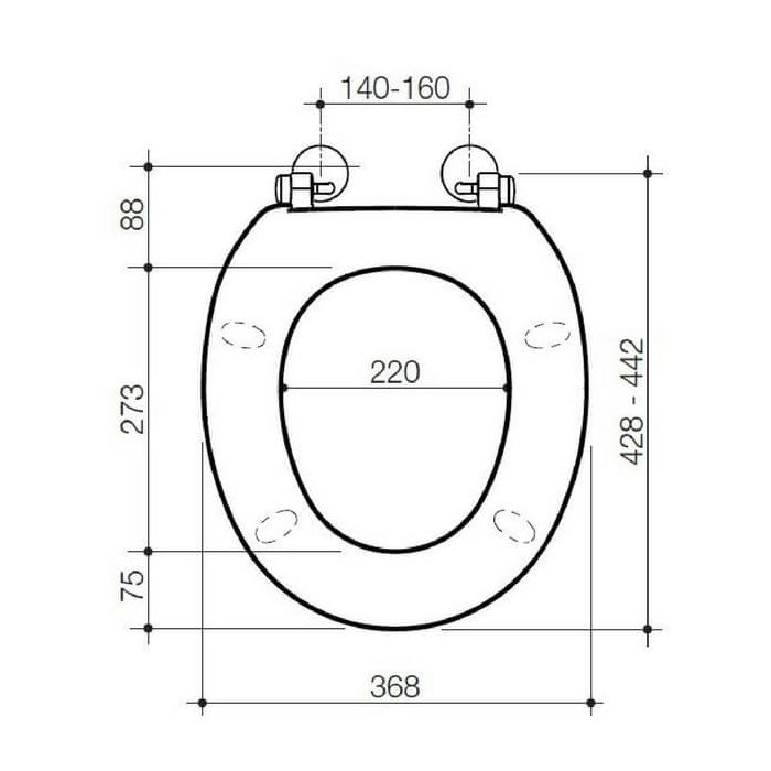Caroma Caravelle Commercial Toilet Seat White Normal Close 254006W dimensions