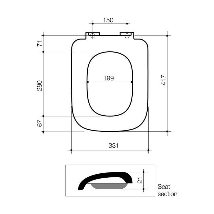 Caroma Cube Toilet Seat Soft Close 300024W dimensions